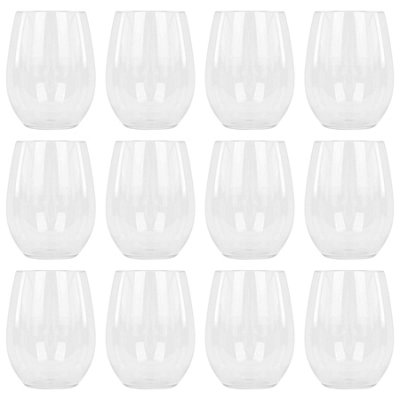 Argon Tableware Reusable Plastic Stemless Wine Glasses - 300ml - Pack of 12