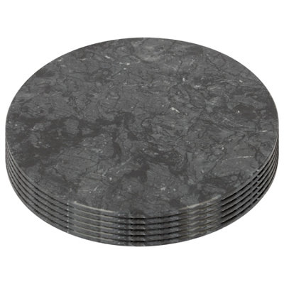 Argon Tableware Round Marble Placemats - 30cm - Black - Pack of 6