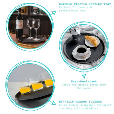 Argon Tableware Round Non-Slip Serving Tray - 35.5cm - Black