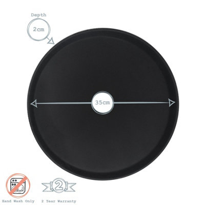 Argon Tableware Round Non-Slip Serving Tray - 35cm - Black