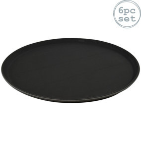 Argon Tableware - Round Non-Slip Serving Trays - 40cm - Black - Pack of 6