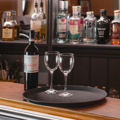 Argon Tableware - Round Non-Slip Serving Trays - 40cm - Black - Pack of 6 - 6