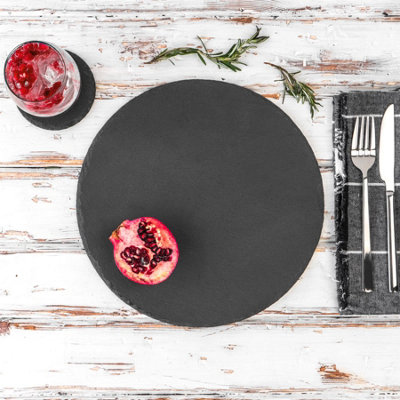 Argon Tableware - Round Slate Placemats - 30cm - Pack of 6