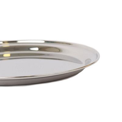 Argon Tableware Round Stainless Steel Serving Tray Set - 4pc - 25.5cm-40.5cm