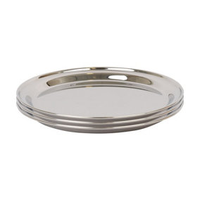 Argon Tableware Round Stainless Steel Serving Trays - 25.5cm - Pack of 3