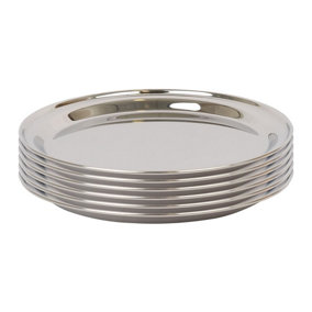 Argon Tableware Round Stainless Steel Serving Trays - 30cm - Pack of 6