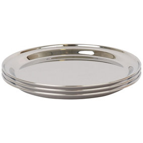 Argon Tableware Round Stainless Steel Serving Trays - 40.5cm - Pack of 3