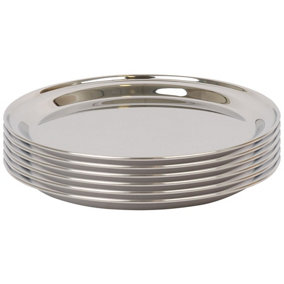 Argon Tableware Round Stainless Steel Serving Trays - 40.5cm - Pack of 6