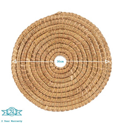 Argon Tableware - Round Woven Palm Leaf Placemats & Coasters Set - 12pc
