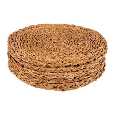 Argon Tableware - Round Woven Seagrass Placemats - 30cm - Pack of 6