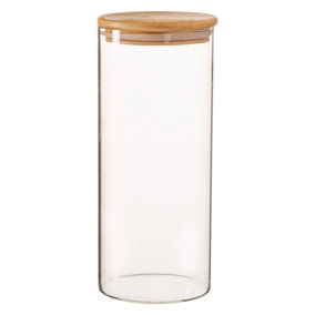 Argon Tableware - Scandi Glass Storage Jar with Wooden Lid - 1.5 Litre