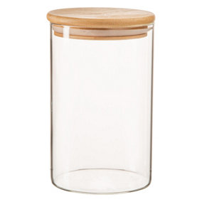 Argon Tableware - Scandi Glass Storage Jar with Wooden Lid - 1 Litre