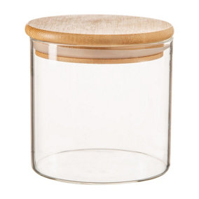 Argon Tableware - Scandi Glass Storage Jar with Wooden Lid - 550ml