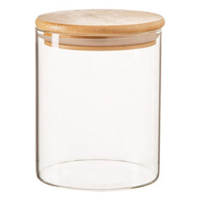 Argon Tableware - Scandi Glass Storage Jar with Wooden Lid - 750ml