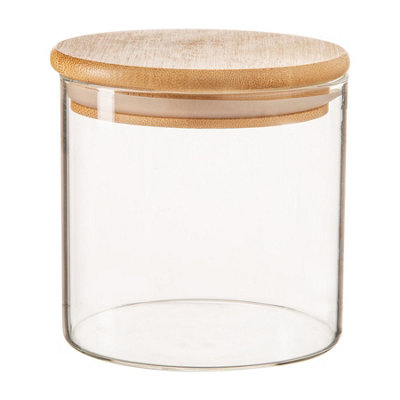 Argon Tableware Scandi Glass Storage Jar with Wooden Lid - Modern ...