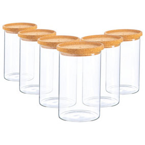 Argon Tableware - Scandi Storage Jar with Cork Lids - 1 Litre - Pack of 6