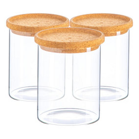 Argon Tableware - Scandi Storage Jar with Cork Lids - 750ml - Pack of 3