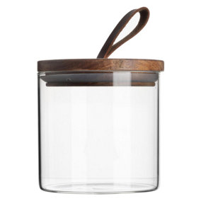 Argon Tableware - Scandi Storage Jar with Leather Loop Lid - 550ml