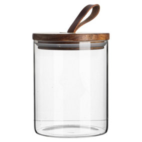 Argon Tableware - Scandi Storage Jar with Leather Loop Lid - 750ml