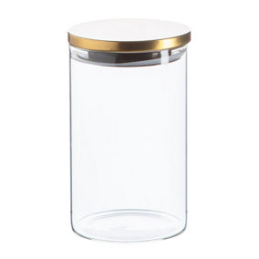 Argon Tableware - Scandi Storage Jar with Metallic Lid - 1 Litre - Gold