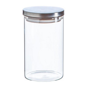 Argon Tableware - Scandi Storage Jar with Metallic Lid - 1 Litre - Silver
