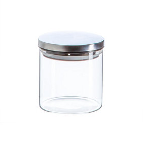 Argon Tableware - Scandi Storage Jar with Metallic Lid - 550ml - Silver