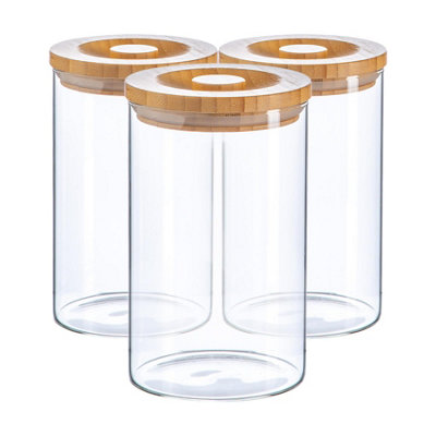 Argon Tableware - Scandi Storage Jar with Wooden Lid - 1 Litre - Pack ...