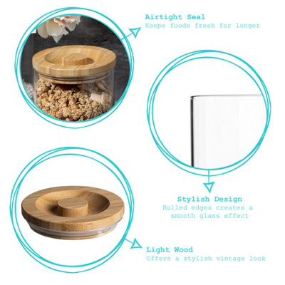 Argon Tableware - Scandi Storage Jar with Wooden Lid - 1 Litre - Pack of 6
