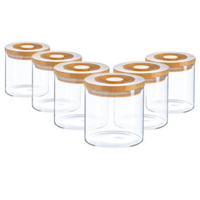 Argon Tableware - Scandi Storage Jar with Wooden Lid - 550ml - Pack of 6