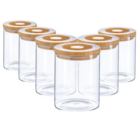Argon Tableware - Scandi Storage Jar with Wooden Lid - 750ml - Pack of 6