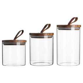 Argon Tableware - Scandi Storage Jars with Leather Loop Lids - 3 Sizes