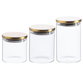 Argon Tableware - Scandi Storage Jars with Metallic Lids - 3 Sizes - Gold