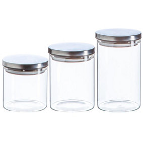 Argon Tableware - Scandi Storage Jars with Metallic Lids - 3 Sizes - Silver