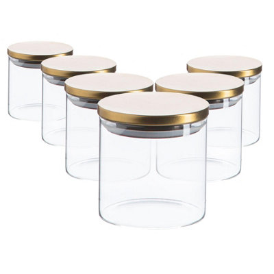 Argon Tableware - Scandi Storage Jars with Metallic Lids - 550ml - Gold ...