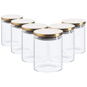 Argon Tableware - Scandi Storage Jars with Metallic Lids - 750ml - Gold - Pack of 6