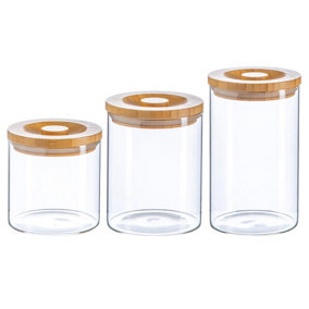 Argon Tableware - Scandi Storage Jars with Wooden Lids - 3 Sizes