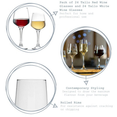 Argon Tableware - Tallo Wine Glasses Set - 48pc - Clear