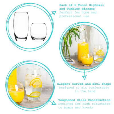 Argon Tableware - Tondo Glassware Set - 12pc - Clear