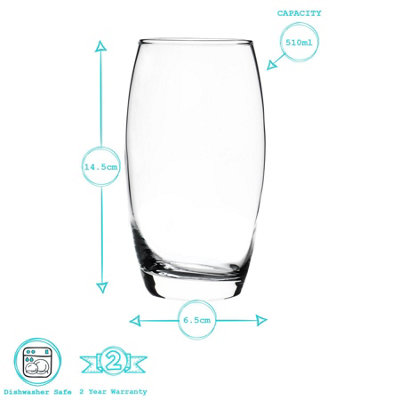 Argon Tableware  Tondo Highball Glasses - 510ml - Clear - Pack of 6