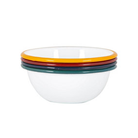 Argon Tableware - White Enamel Bowls - 16cm - 4 Colours