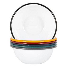 Argon Tableware - White Enamel Bowls - 16cm - 6 Colours