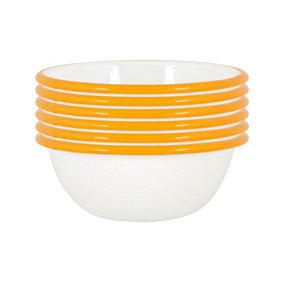 Argon Tableware - White Enamel Bowls - 16cm - Yellow - Pack of 12