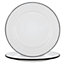 Argon Tableware - White Enamel Dinner Plates - 25.5cm - Black/Grey