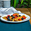 Argon Tableware - White Enamel Dinner Plates - 25.5cm - Black/Grey