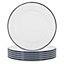 Argon Tableware - White Enamel Dinner Plates - 25.5cm - Navy - Pack of 12