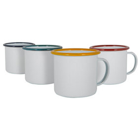 Argon Tableware - White Enamel Espresso Cups - 130ml - 4 Colours