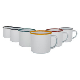 Argon Tableware - White Enamel Espresso Cups - 130ml - 6 Colours