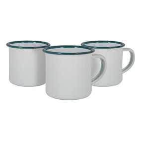 Argon Tableware - White Enamel Espresso Cups - 130ml - Green - Pack of 6