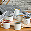 Argon Tableware - White Enamel Espresso Cups - 130ml - Navy - Pack of 6