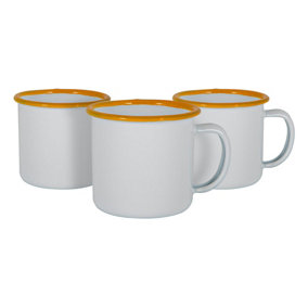 Argon Tableware - White Enamel Espresso Cups - 130ml - Yellow - Pack of 12